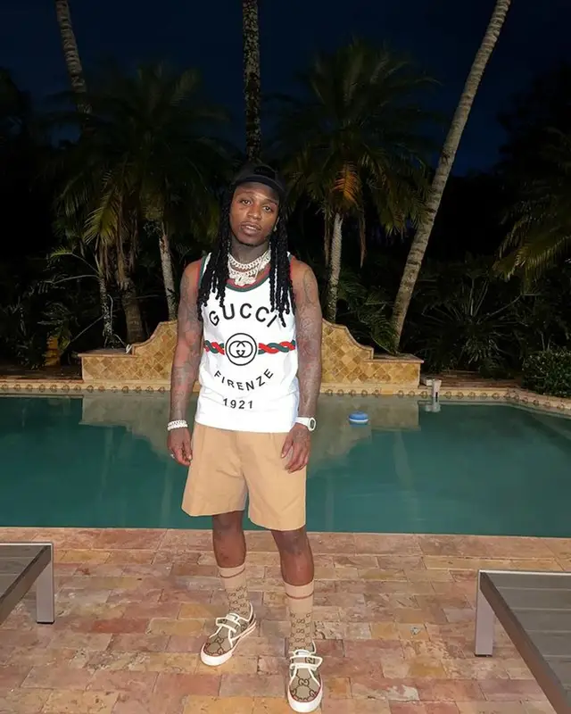 Jacquees outfit in Gucci, 2022