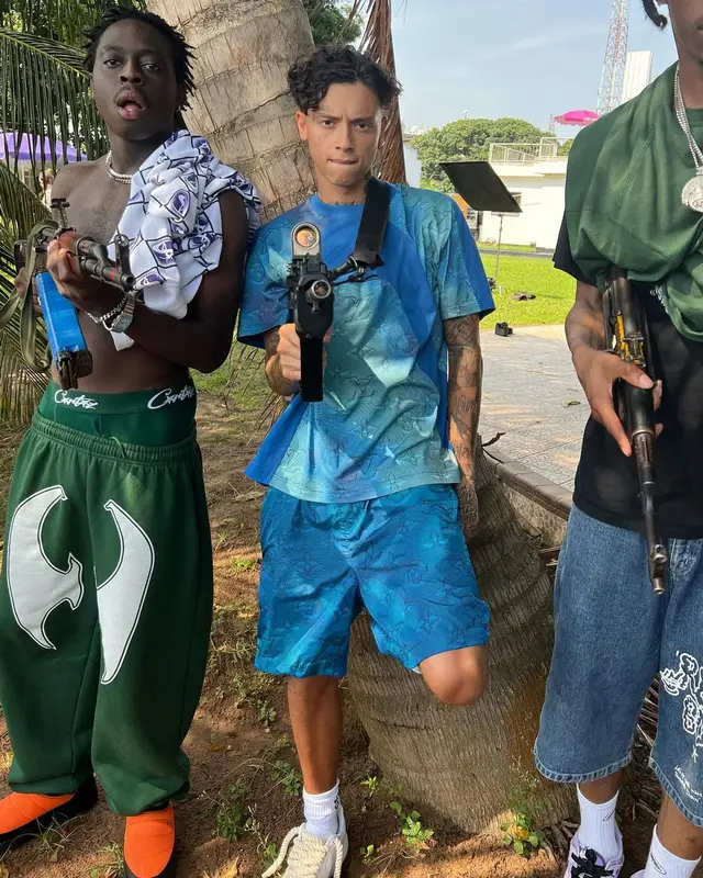 Central Cee outfit in Louis Vuitton and Custom, 2022