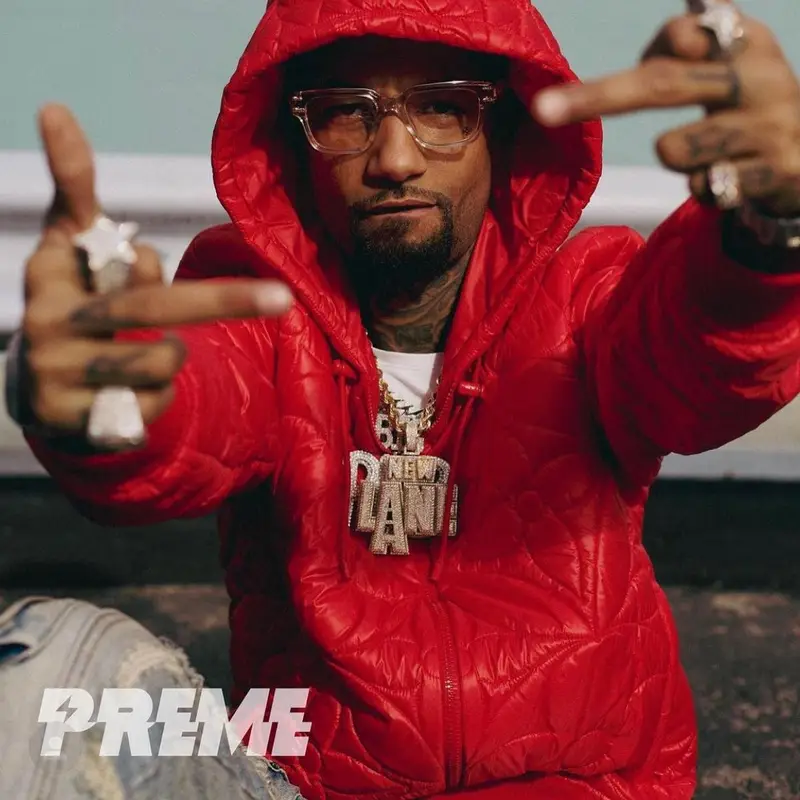 PnB Rock outfit in Louis Vuitton and Ryan Knew, 2022