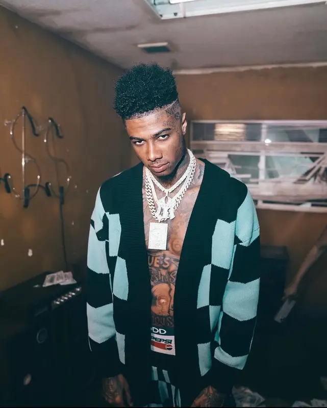 Blueface outfit in Keiser Clark, Converse, and Odd Sox, 2022