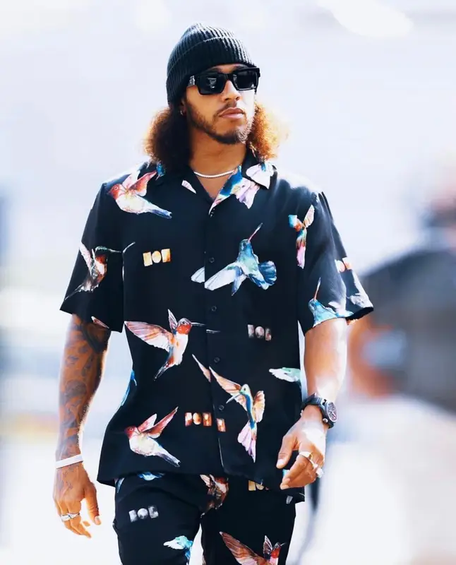 Lewis Hamilton outfit in Nahmias and Prada, 2021