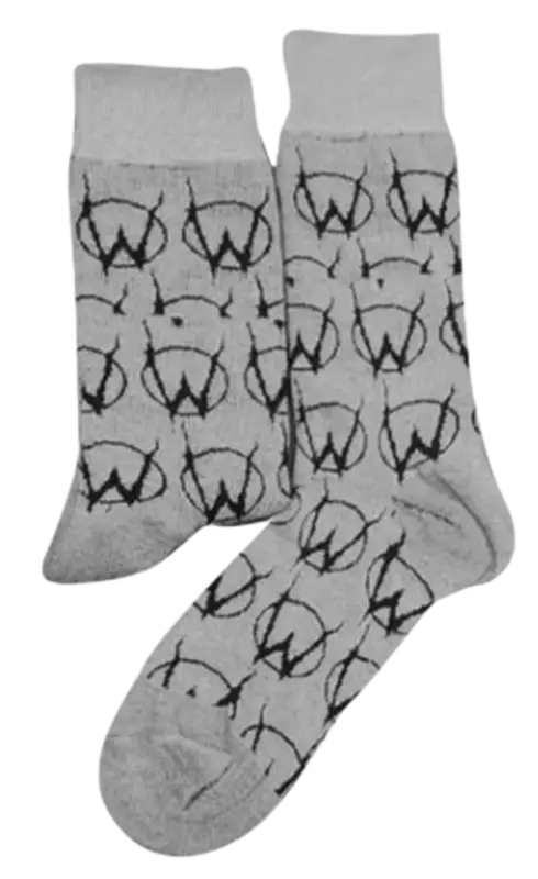 Le Wuz Studios Monogram Mood Heather Grey Socks $40