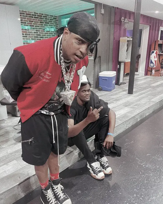 Ski Mask The Slump God outfit in REVENGE and Rick Owens, 2022