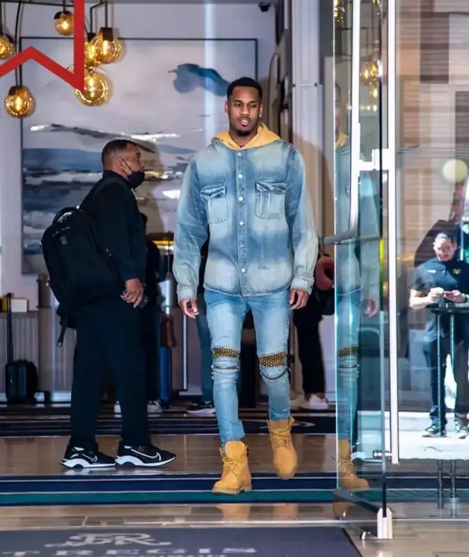 Monte Morris outfit in Amiri and Timberland, 2022