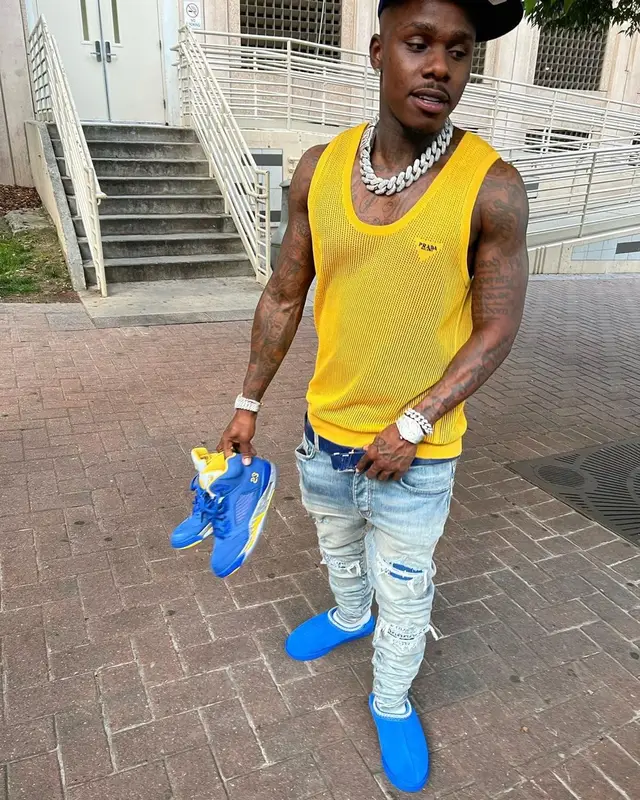 DaBaby outfit in Prada, Gallery Dept., and New Era, 2022