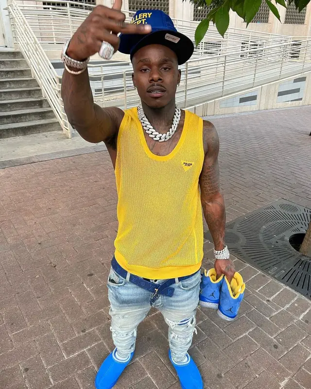 DaBaby outfit in Prada, Gallery Dept., and New Era, 2022
