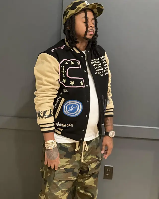 Babyface Ray outfit in Travis Scott Merch, Bape, and New Era, 2022