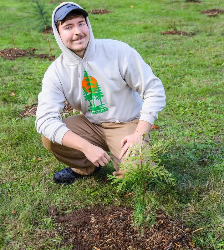MrBeast outfit in Team Trees and Nike, 2019