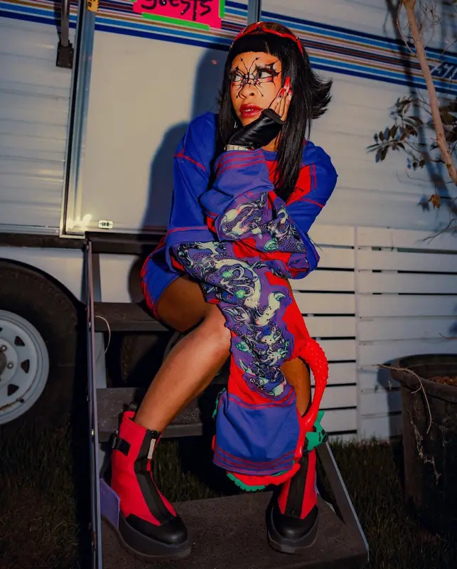 Rico Nasty outfit in Windowsen, United Nude, and Bizarre Fetish Couture, 2022
