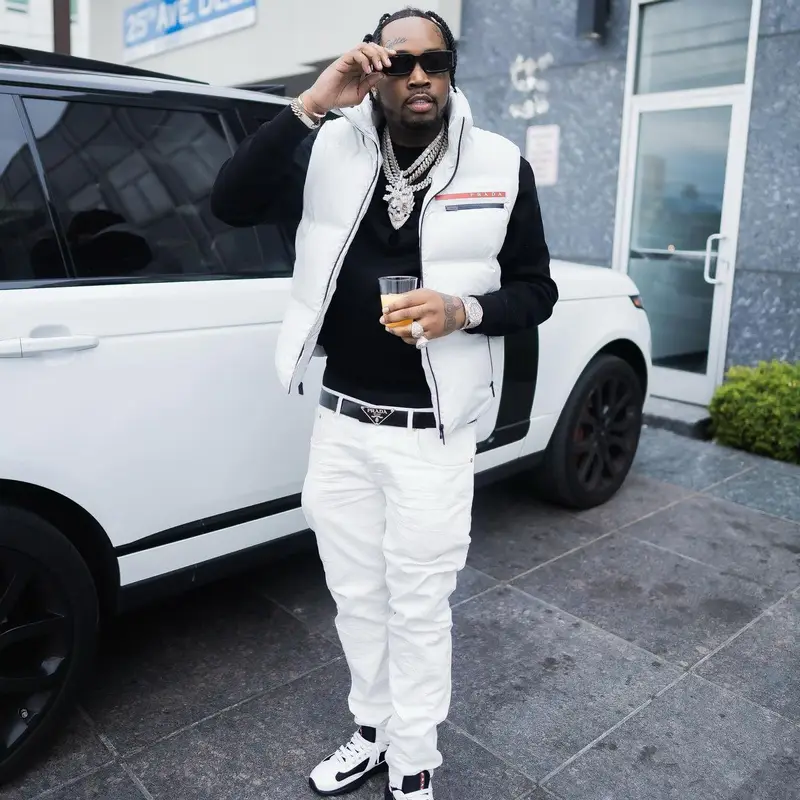 Fivio Foreign outfit in Amiri and Prada, 2022