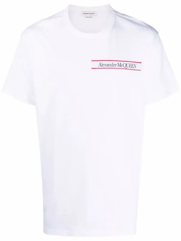 Alexander McQueen White Selvedge Logo Tape T-shirt $241