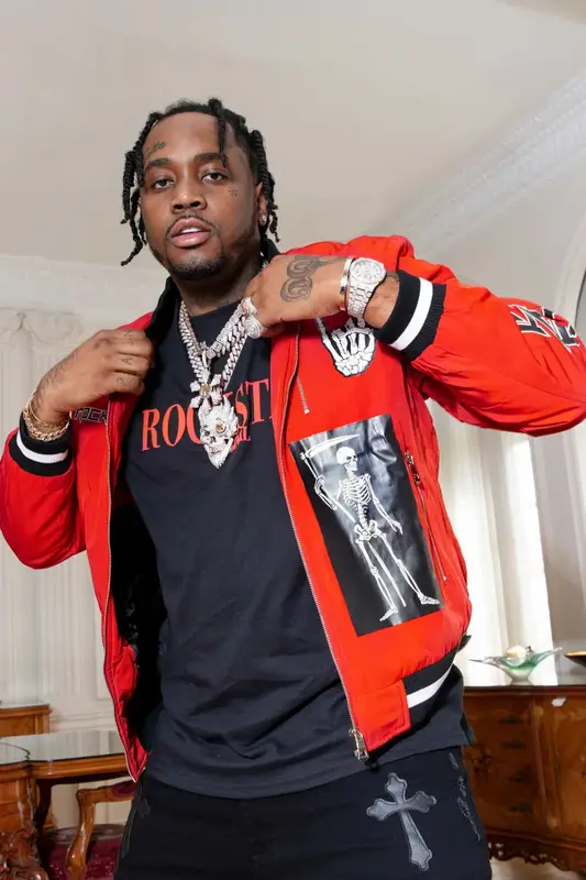 Fivio Foreign outfit in Fivio Foreign Merch, Prada, and Rockstar Original, 2022