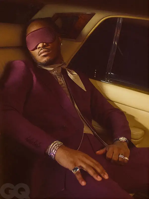 Future outfit in Valentino, Piaget, and Derek Rose, 2022