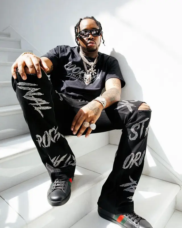 Fivio Foreign outfit in Fivio Foreign Merch, Givenchy, and Rockstar Original, 2022