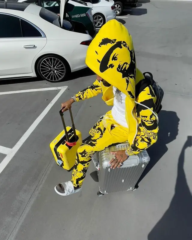 PnB Rock outfit in Cough Syrup, Louis Vuitton, and Asaali, 2022