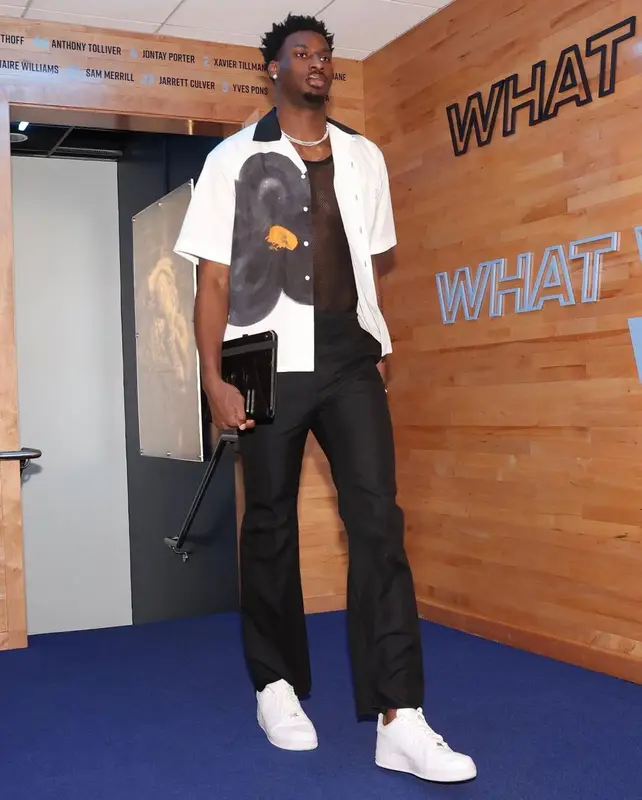 Jaren Jackson Jr. outfit in Marni, Versace, and Nike, 2022