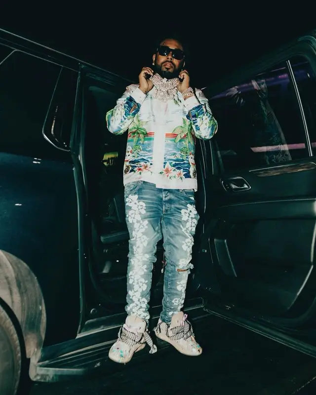 Icewear Vezzo outfit in Casablanca, Amiri, and Lanvin, 2022