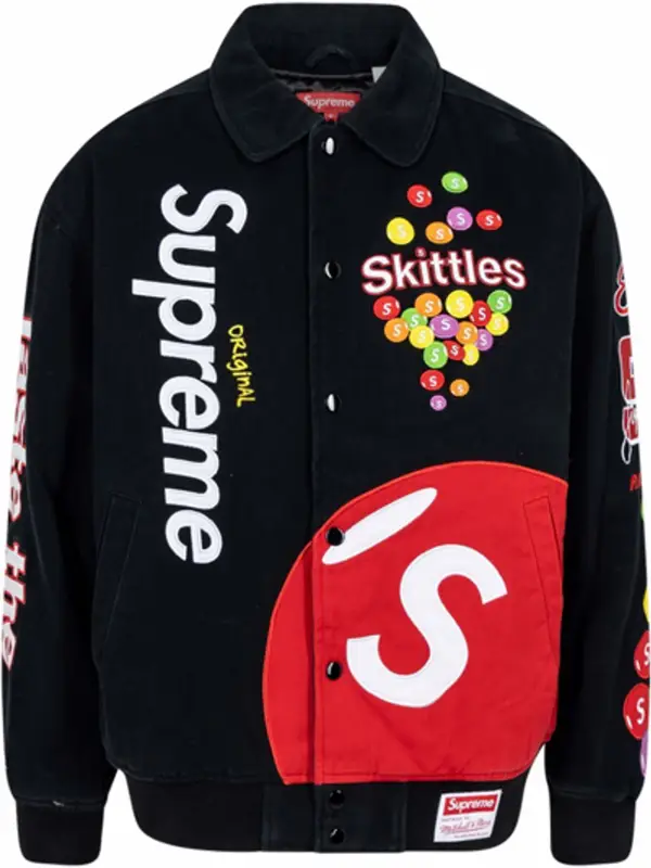 Supreme × Mitchell & Ness × Skittles Varsity Jacket In Black 