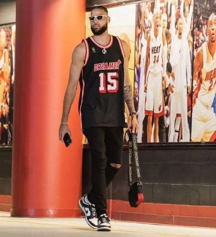 Caleb Martin outfit in Mitchell & Ness, Nike, and Dreamer, 2022