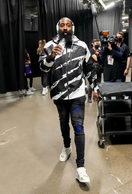 James Harden outfit in Louis Vuitton, Amiri, and Nigo, 2022
