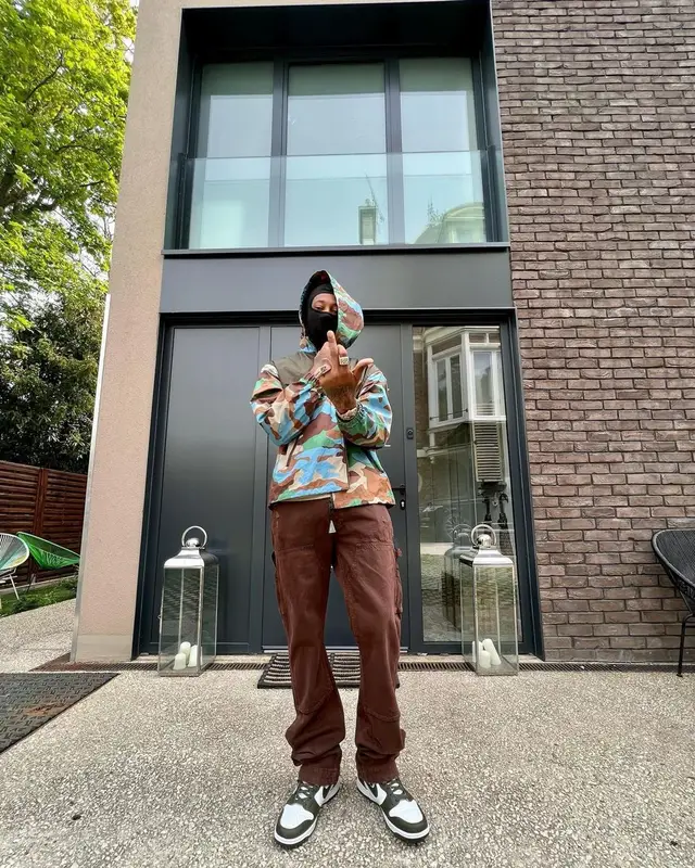 Digga D outfit in Moncler, Off-White, and Amiri, 2022