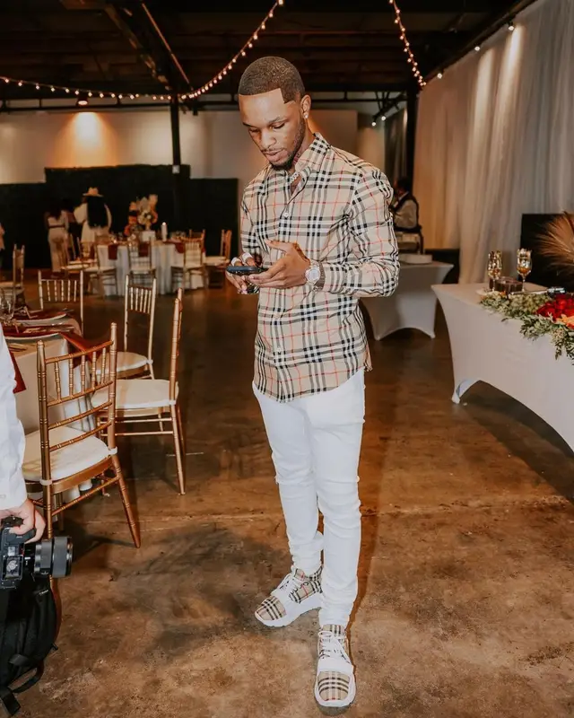 Toosii outfit in Burberry and Amiri, 2022