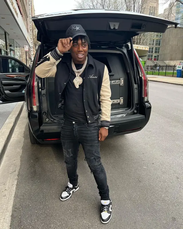 Fredo Bang outfit in Supreme, Amiri, and Nike, 2022
