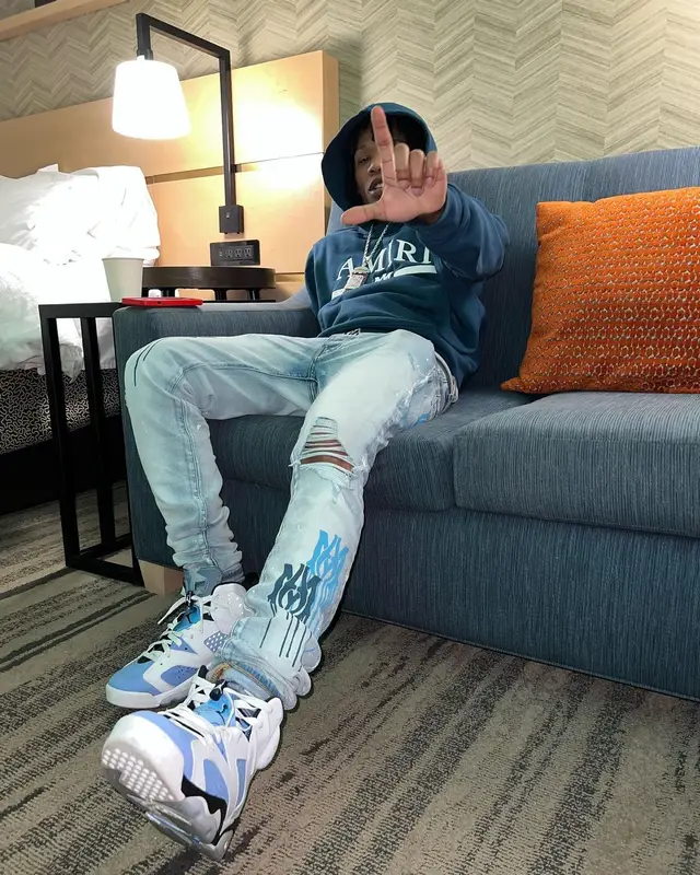 B Lovee outfit in Amiri, Jordan, and Louis Vuitton, 2022