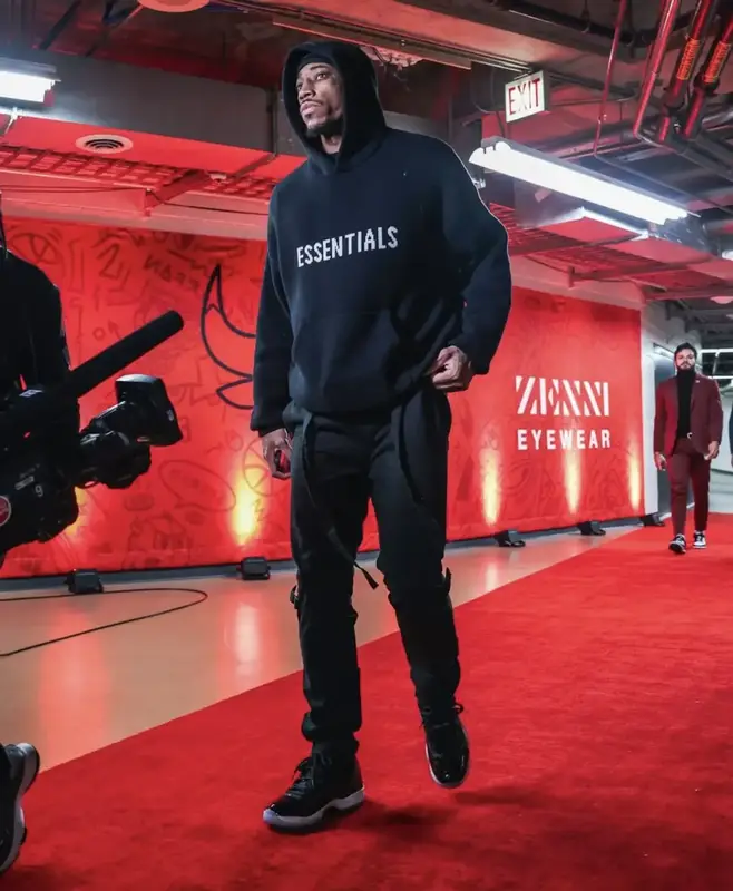 Demar Derozan outfit in Fear of God and Jordan, 2022
