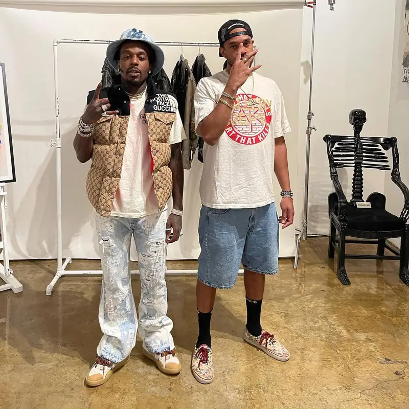 Sauce Walka outfit in Gucci, Gallery Dept., and The North Face, 2022