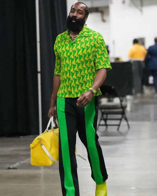 James Harden outfit in Bottega Veneta and Louis Vuitton, 2022