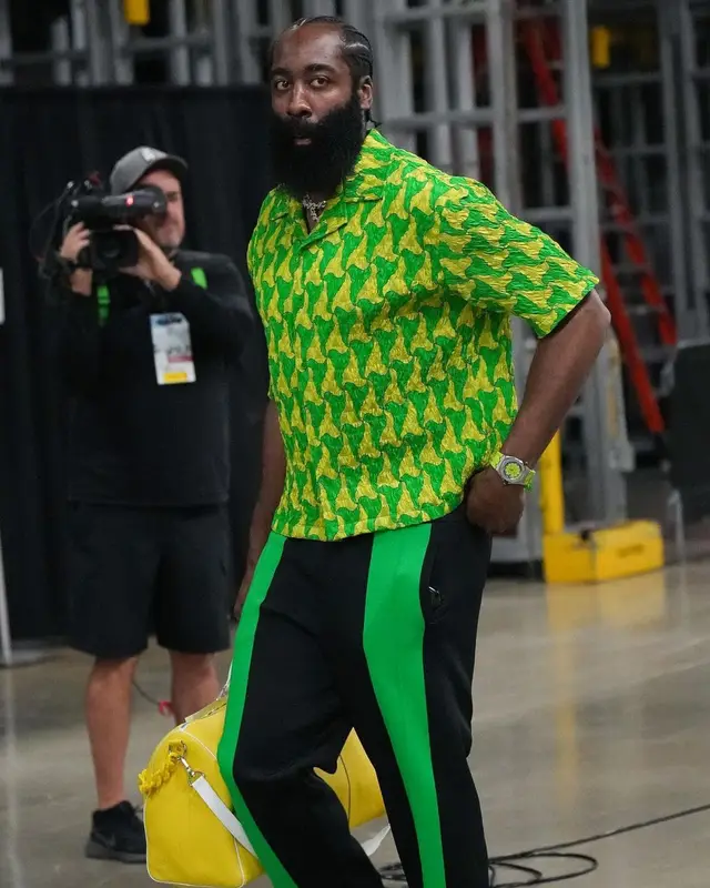 James Harden outfit in Bottega Veneta and Louis Vuitton, 2022