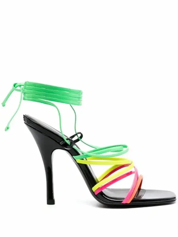 The Attico Lace Up Patent Leather Sandals $672