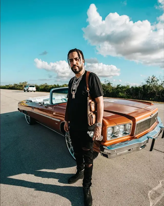 French Montana outfit in Timberland and Amiri, 2022