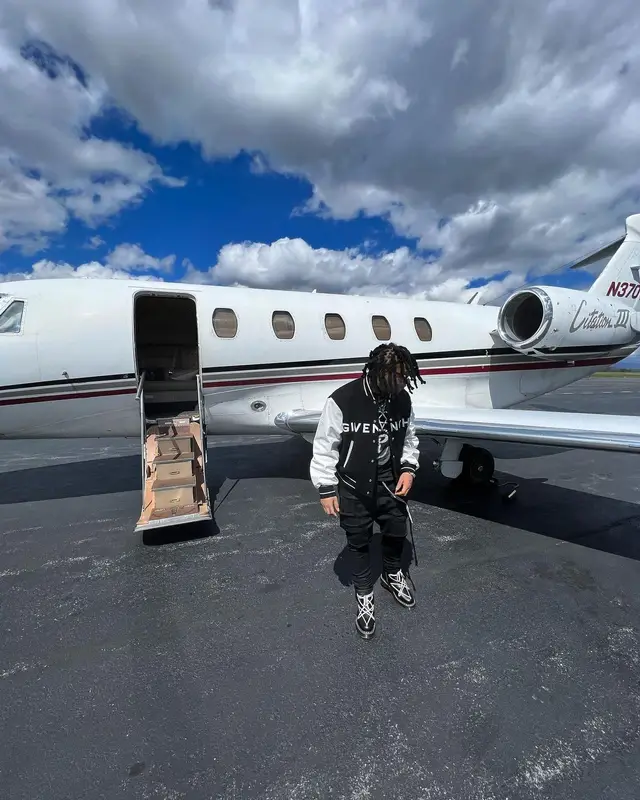 Trippie Redd outfit in Givenchy, Rick Owens, and Chrome Hearts, 2022