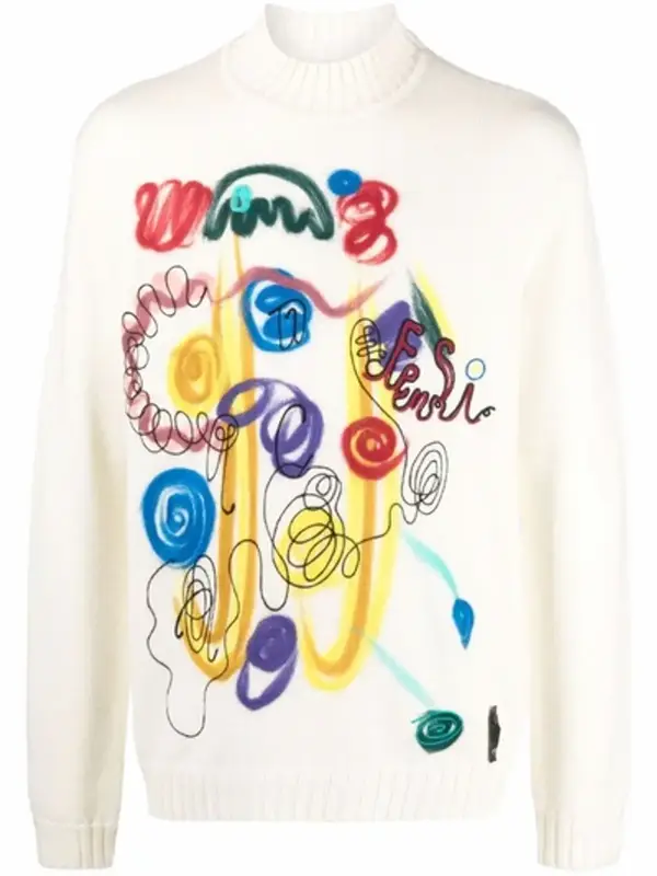Fendi Noel Fielding Abstract Print Knitted Jumper $1450