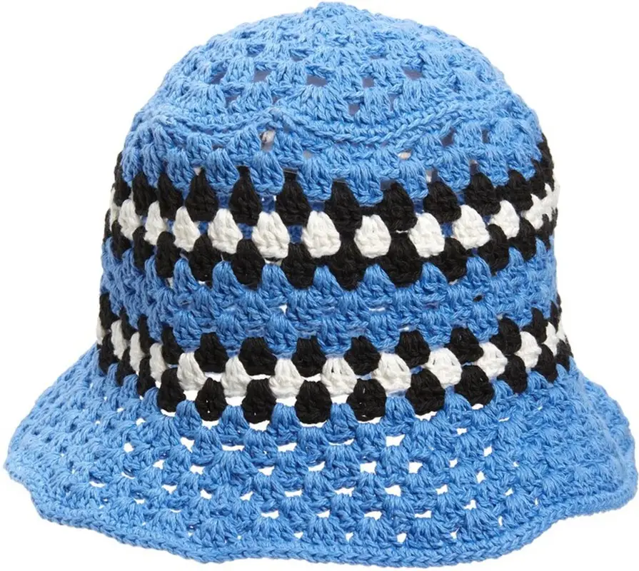 Amiri Crochet-Knit Blue Bucket Hat 
