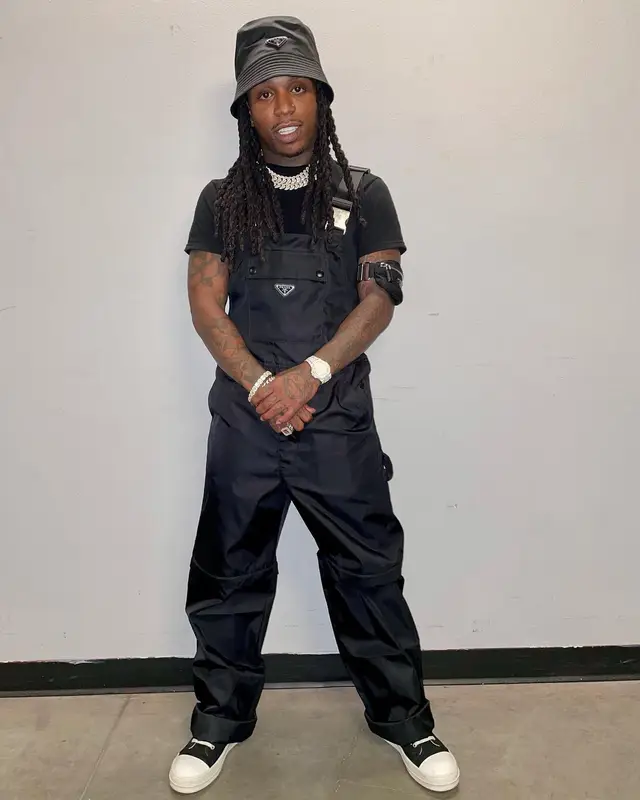 Jacquees outfit in Rick Owens and Prada, 2022