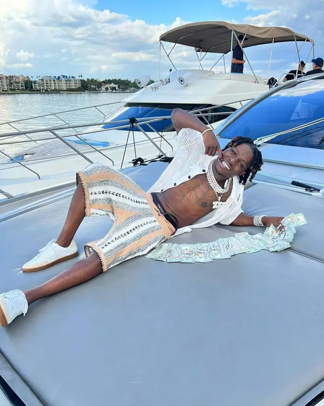 Jackboy outfit in Amiri, Saint Laurent, and Tom Ford, 2022