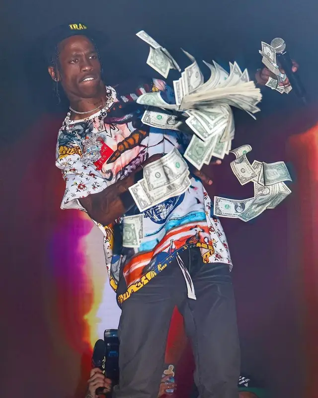 Travis Scott outfit in Vivienne Westwood, Isabel Marant, and IRAK, 2022