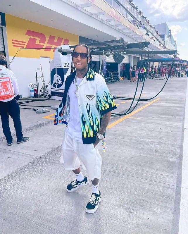 Tyga outfit in Wavy Baby, Prada, and Nike, 2022