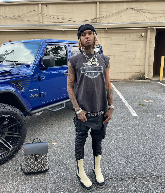 Lil Gnar outfit in Rick Owens, Bottega Veneta, and Dior, 2022