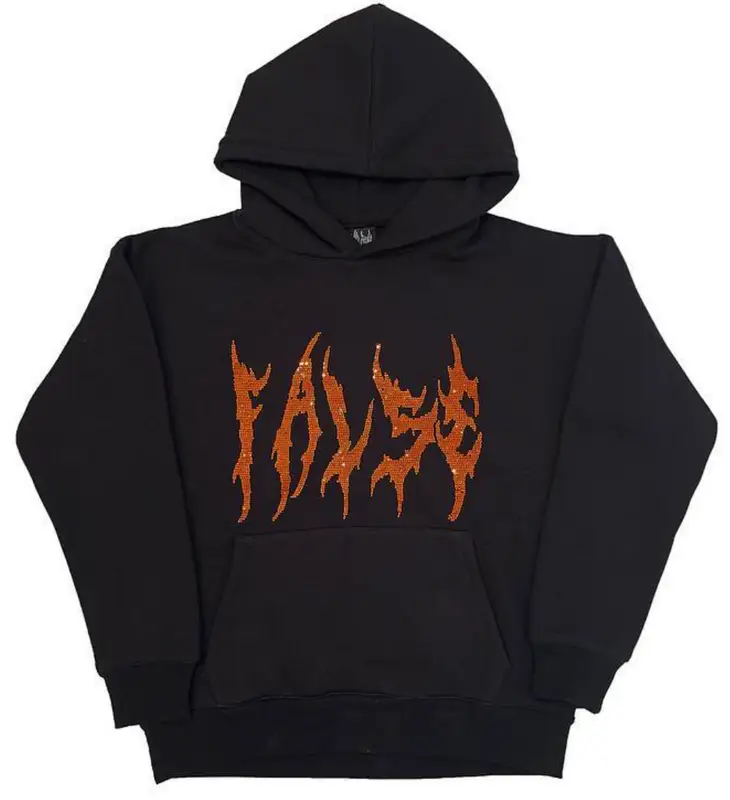 False “3 Headed Skull” Rhinestone Black Hoodie $68