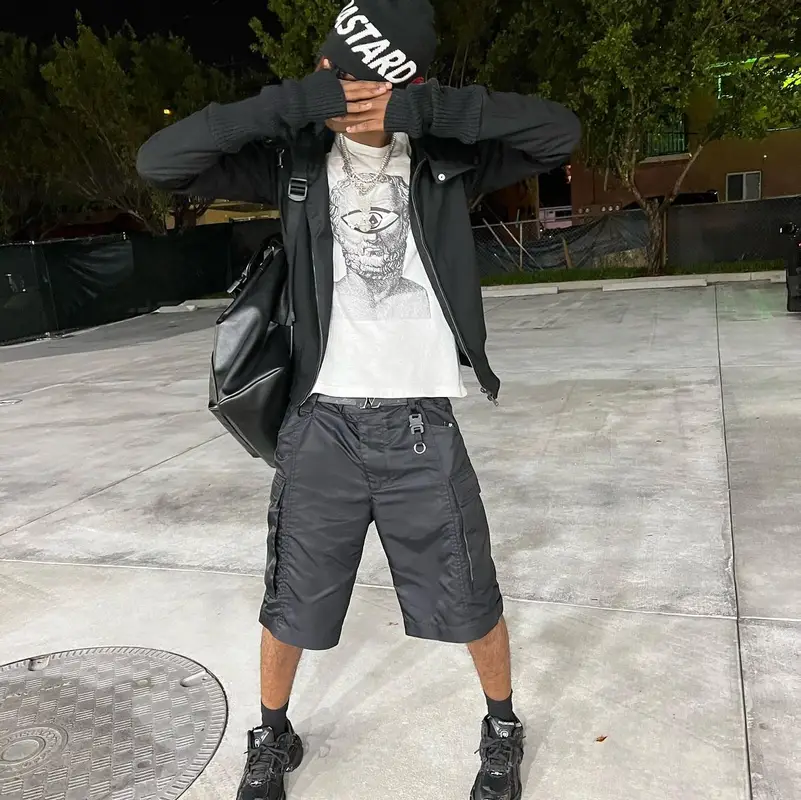 Onlybino outfit in Alyx, Balenciaga, and Louis Vuitton, 2022