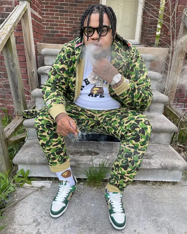 Big Yavo outfit in Bape, 2022