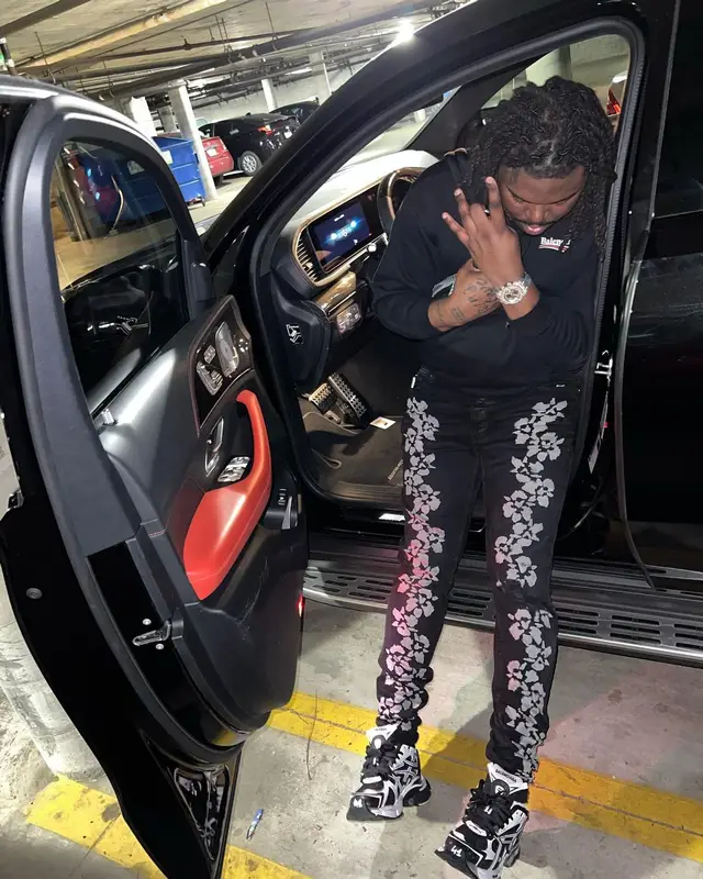 Lucki outfit in Balenciaga and Amiri, 2022
