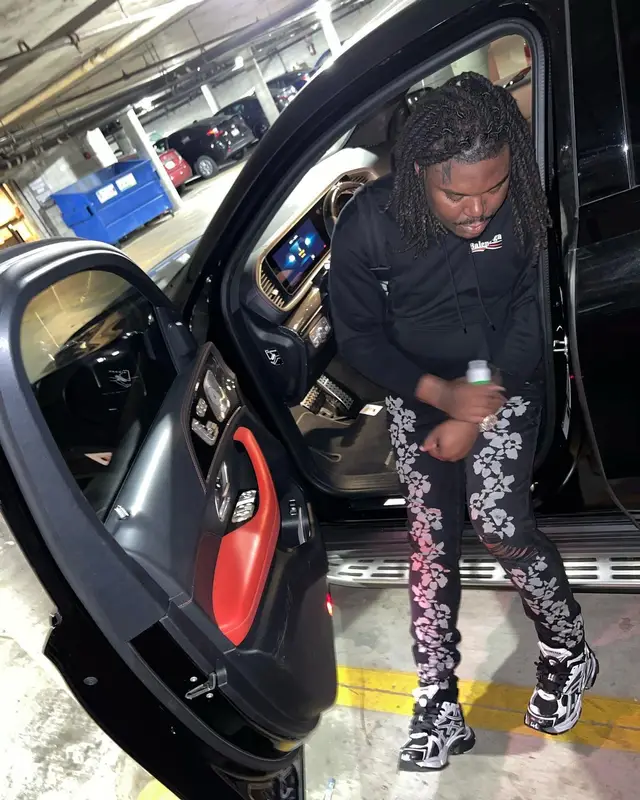 Lucki outfit in Balenciaga and Amiri, 2022