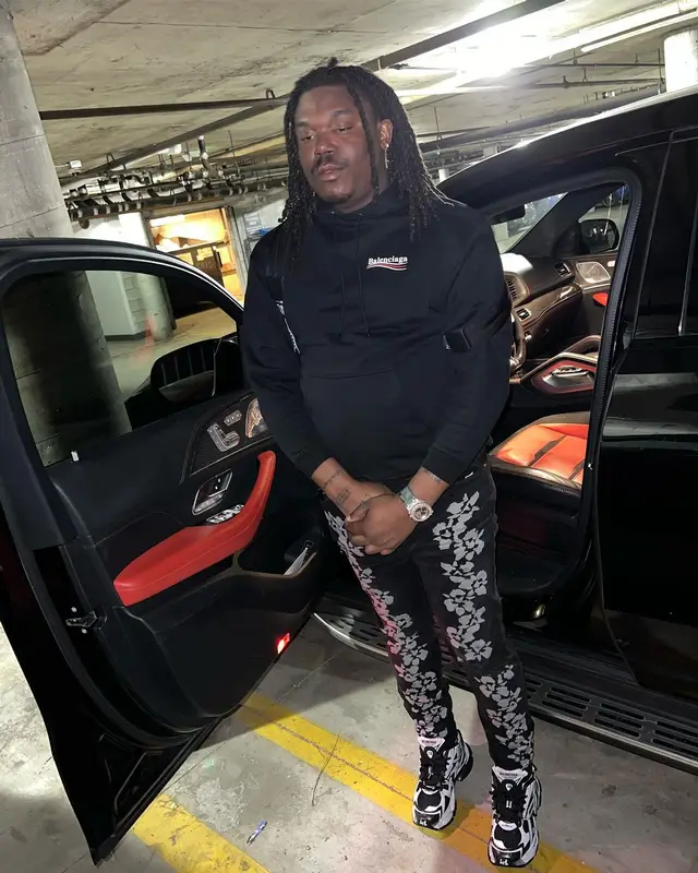 Lucki outfit in Balenciaga and Amiri, 2022
