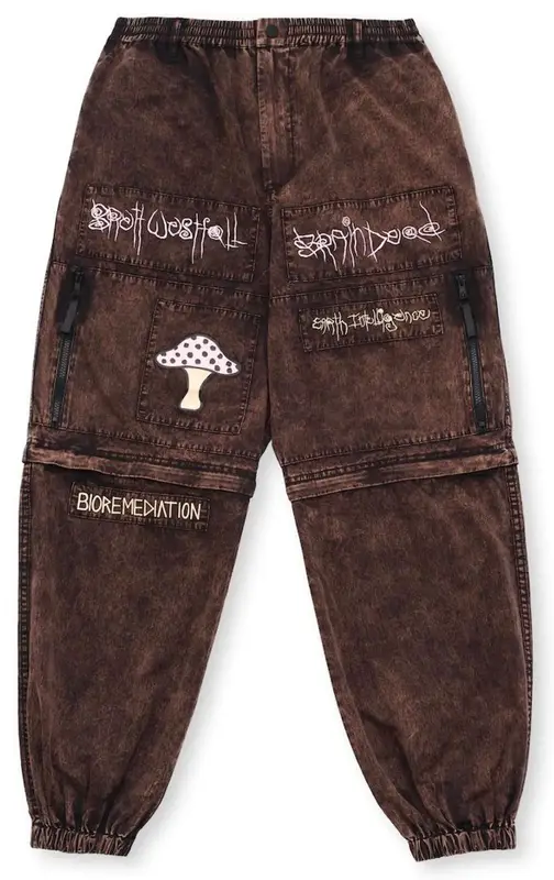 Brain Dead Mushroom Utility Bleach Black Pants $250