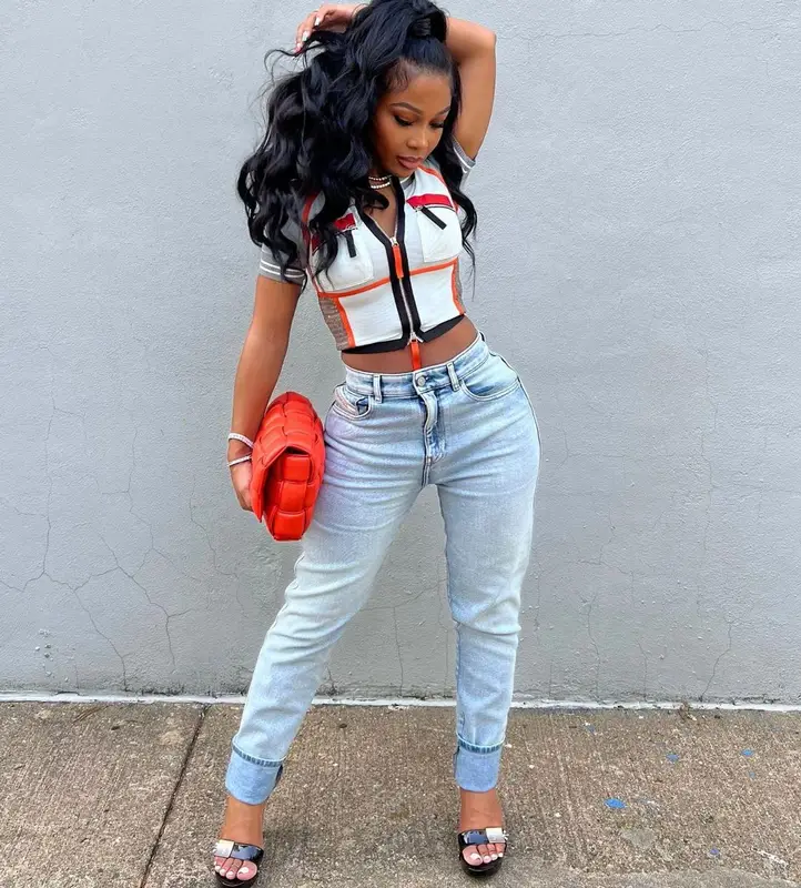 Jayda Wayda outfit in Diesel and Bottega Veneta, 2022